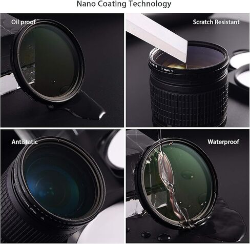 فلتر ND متغير 46 مم، فلتر كثافة محايدة ND2 إلى ND2000 من GREEN.L، زجاج Schott عالي الدقة مع طبقة MRC16، طلاء نانو، فلتر تصوير احترافي لعدسة الكاميرا in Kuwait