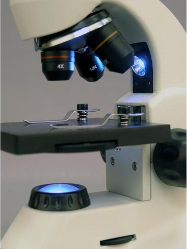 AmScope M120C-2L-PB10-E5 مجهر رقمي، عدسات WF10x وWF25x، تكبير 40x-1000x، برايتفيلد، إضاءة LED العلوية والسفلية، مرحلة عادية، تتضمن شرائح فارغة ومعدة، كاميرا 5 ميجابكسل وبرامج in Saudi Arabia