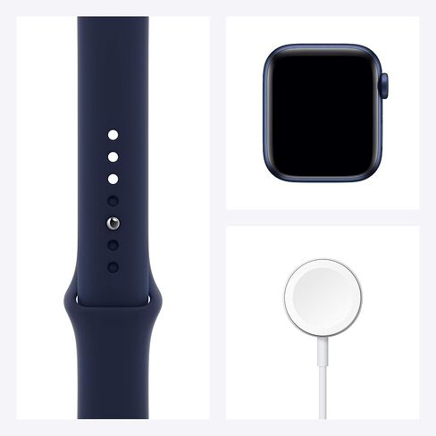 Apple Watch Series 6 (GPS + Cellular, 44mm) - Gold Aluminum Case with Pink Sport Band (Renewed) in Saudi Arabia