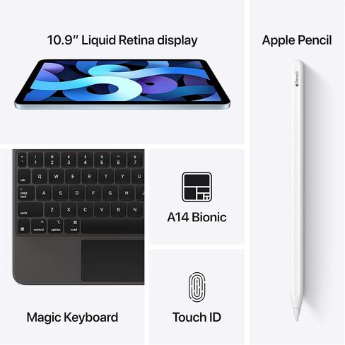 Apple iPad Air (10.9-inch, Wi-Fi + Cellular, 64GB) - Silver (Latest Model, 4th Generation) (Renewed) in Saudi Arabia