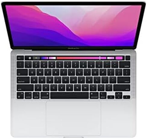 كمبيوتر محمول Apple 2022 MacBook Pro مع شريحة M2: شاشة Retina مقاس 13 بوصة، وذاكرة وصول عشوائي (RAM) سعة 8 جيجابايت، وذاكرة تخزين SSD سعة 512 جيجابايت، وشريط لمس، ولوحة مفاتيح بإضاءة خلفية، وكاميرا FaceTime HD. يعمل مع آيفون وآيباد؛ فضة in Kuwait