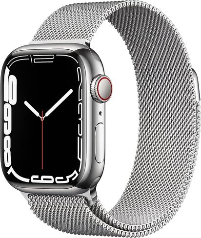 Apple Watch Series 7 (GPS + Cellular, 41mm) Silver Stainless Steel Case with Silver Milanese Loop (Renewed) in Saudi Arabia
