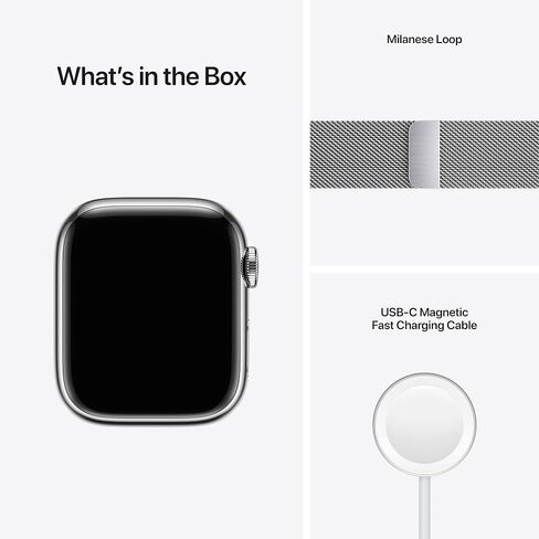 Apple Watch Series 7 (GPS + Cellular, 41mm) Silver Stainless Steel Case with Silver Milanese Loop (Renewed) in Saudi Arabia