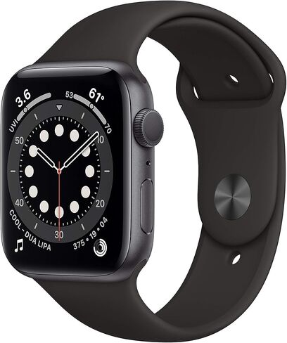 Apple Watch Series 6 (GPS, 44mm) - Space Gray Aluminum Case with Black Sport Band (Renewed) in Saudi Arabia