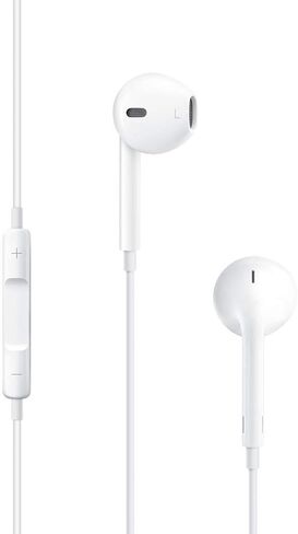 سماعات أذن Apple EarPods مع ميكروفون وسماعات أذن عن بعد باللون الأبيض مع محول مقبس سماعة الرأس Lightning إلى 3.5 ملم (تم تجديده) in Saudi Arabia