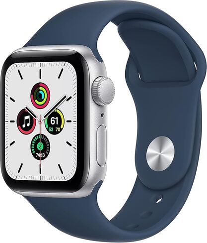 Apple Watch SE (GPS, 40mm) - Silver Aluminum Case with Abyss Blue Sport Band (Renewed) in Kuwait