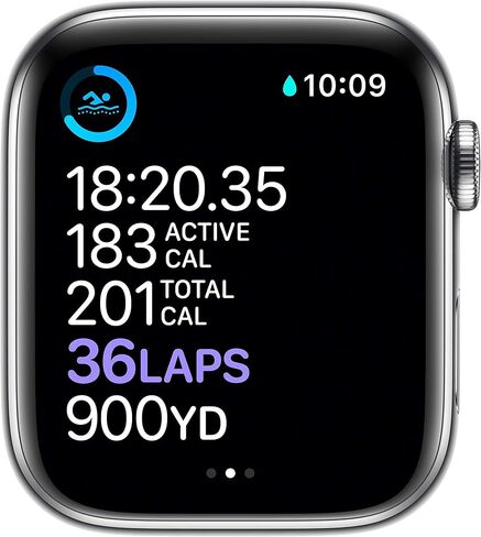 Apple Watch Series 6 (GPS + Cellular, 44mm) - Silver Stainless Steel Case with White Sport Band (Renewed) in Saudi Arabia