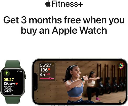Apple Watch Series 7 (نظام تحديد المواقع + شبكة خلوية، مقاس 45 ملم) هيكل من الألومنيوم باللون الأخضر مع سوار رياضي من نوع Clover، عادية (متجددة) in Kuwait