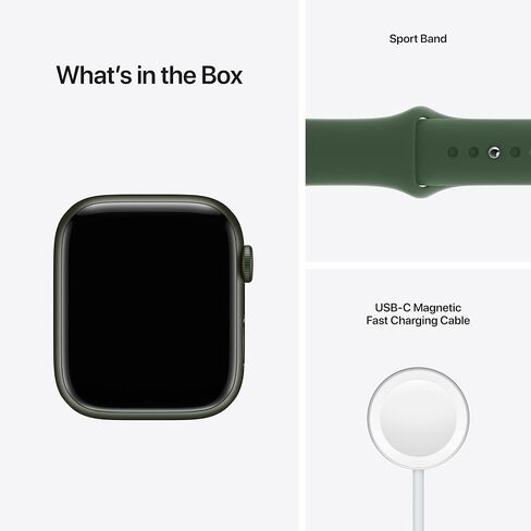 Apple Watch Series 7 (نظام تحديد المواقع + شبكة خلوية، مقاس 45 ملم) هيكل من الألومنيوم باللون الأخضر مع سوار رياضي من نوع Clover، عادية (متجددة) in Kuwait