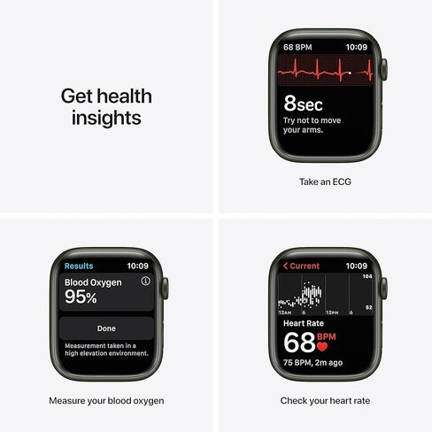 Apple Watch Series 7 (نظام تحديد المواقع + شبكة خلوية، مقاس 45 ملم) هيكل من الألومنيوم باللون الأخضر مع سوار رياضي من نوع Clover، عادية (متجددة) in Kuwait