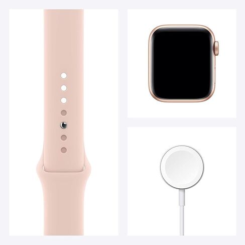Apple Watch SE (GPS, 44mm) - Gold Aluminum Case with Pink Sand Sport Band (Renewed) in Saudi Arabia