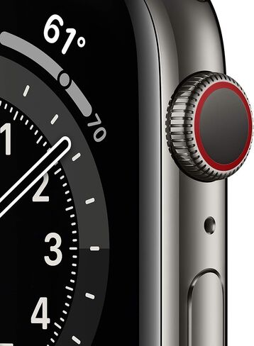 Apple Watch Series 6 (GPS + Cellular, 44mm) - Graphite Stainless Steel Case with Black Sport Band (Renewed) in Saudi Arabia