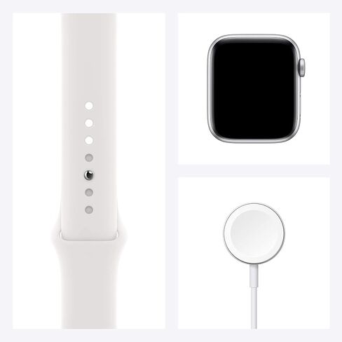 Apple Watch SE (GPS + Cellular, 44mm) - Silver Aluminum Case with White Sport Band (Renewed) in Saudi Arabia