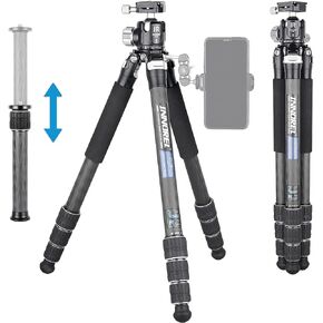 Carbon Fiber Tripod-INNOREL CT75C Professional Compact Portable Travel Tripod Heavy Duty Camera Stand for Digital DSLR Video Camcorder Load 44.1lb/20kg Tube 1.1in/29.0mm with Adjustable Center Column in Kuwait