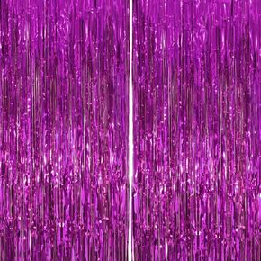 2 Pack 3.3x8.2 ft Pink Foil Fringe Curtains Backdrop, Tinsel Curtain Backdrop, Streamer Backdrop for Birthday Party, Graduation and Most Common Holiday Party Decorations. by TOPPOT in Saudi Arabia