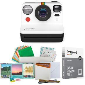 Polaroid Now 2nd Generation I-Type Instant Film Camera (Black & White), Shoot and Print Bundle with Magnetic/Hanging Photo Frames and Black & White Film Instant Film (8 Exposures) (3 Items) in Kuwait