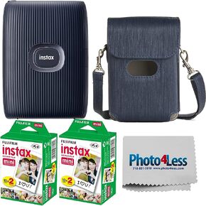 طابعة الهاتف الذكي Fujifilm Instax Mini Link 2 - (أبيض صلصال) + 2 حزمة فورية من Fujifilm Instax Mini Twin Pack + حافظة واقية لطابعة Mini Link، أزرق فضائي in Kuwait