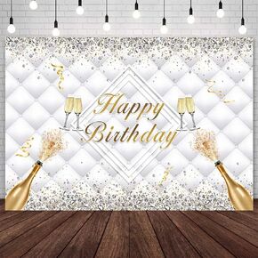 7x5ft Glitter Diamond Headboard Birthday Backdrop Champagne Birthday Photography Background Black Gold Adult Happy Birthday Party Banner Supplies Photo Booth Props