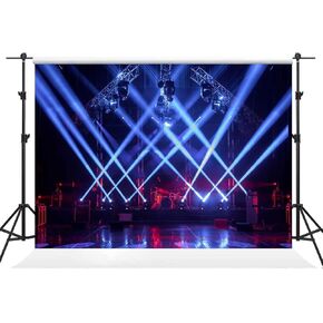 Music Stage Backdrop Spotlight Music Party Band Live Shows Photography Background Rock Music Festivals Carnival Children Birthday Party Decor Supplies Portrait Photography Studio Props 10x7ft