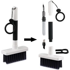 Soft Brush Keyboard Cleaner, Computer Cleaning Tool Kit, 7 in 1 Multipurpose Corner Slit Duster Keycap Puller and Soft Microfiber Brush for Bluetooth Headset Lego Airpods Laptop Camera Lens (Black)