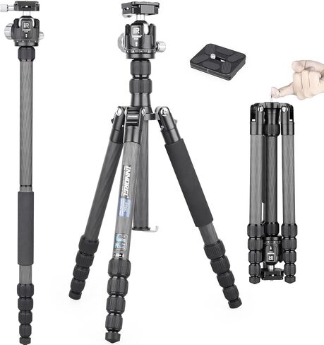 10 Layers Carbon Fiber Travel Tripod Monopod-INNOREL RT55C with 36mm Panoramic Ball Head 360 Degree and Carrying Case Professional Lightweight Compact Tripods for Digital Camera Camcorder DSLR in Saudi Arabia