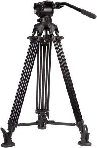 E-Image 2 Stage Aluminum Video Tripod w/GH03 Fluid Pan/Tilt Video Head, Maximum Height: 66.5″, 75mm Bowl, Variable Tilt/Drag, 11lb Capacity (EG03A2) - Black in Saudi Arabia