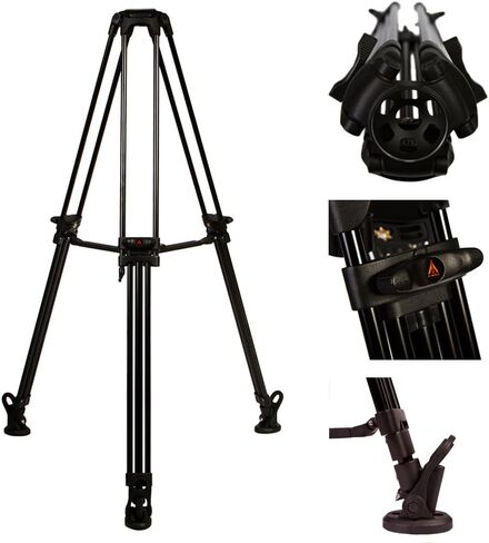 E-Image 2 Stage Aluminum Video Tripod w/GH03 Fluid Pan/Tilt Video Head, Maximum Height: 66.5″, 75mm Bowl, Variable Tilt/Drag, 11lb Capacity (EG03A2) - Black in Saudi Arabia