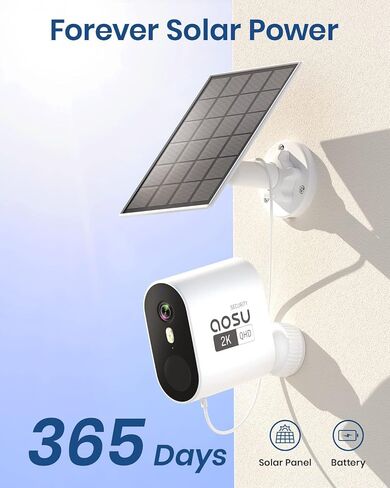 AOSU Security Cameras Wireless Outdoor, 2K HD Home Security System with 166° Ultra-Wide View, 365-Day Battery Life, Night Vision, IP67, No Monthly Fee, Work with Alexa, Google Assistant in Kuwait