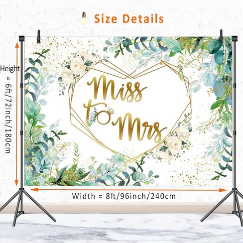 Miss to Mrs Backdrop Bridal Shower Decorations,Bridal Shower Backdrops Sage Green Leaves Floral Bride to Be Banner Photography Background for Wedding Engagement Party Supplies Photo Booth Props 5x3ft in Kuwait