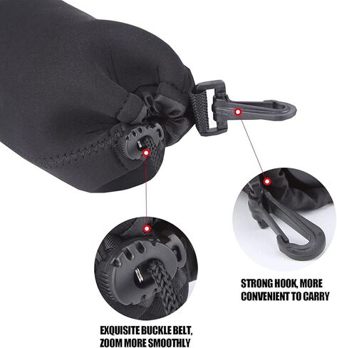 Medium Size Waterproof Drawstring Lens Pouch Black Neoprene DSLR Camera Lens Bag Compatible with Sony Olympus Panasonic in Saudi Arabia