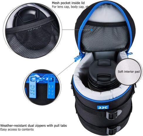 JJC Deluxe Lens Case Pouch Bag for Camera Lens Below 3.9" x 6.5"(D x L) | for Canon EF 24-70mm f2.8L USM, EF 50mm f1.2L USM, EF 85mm f1.2L II USM, Tamron SP 70-300mm f4-5.6 A005 Lens & More in Saudi Arabia