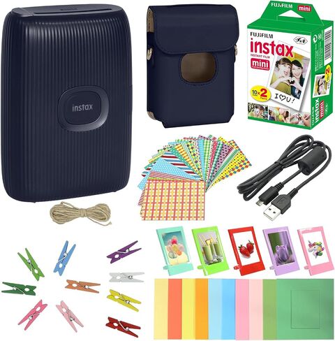 Fujifilm Instax Mini Link 2 Smartphone Printer Clay White + Fuji Instax Film Value Pack 20 Sheets Accessories Bundle with Case + 5 Plastic Desk Frames + 10 Paper Frames Plus 60 Sticker Frames in Saudi Arabia