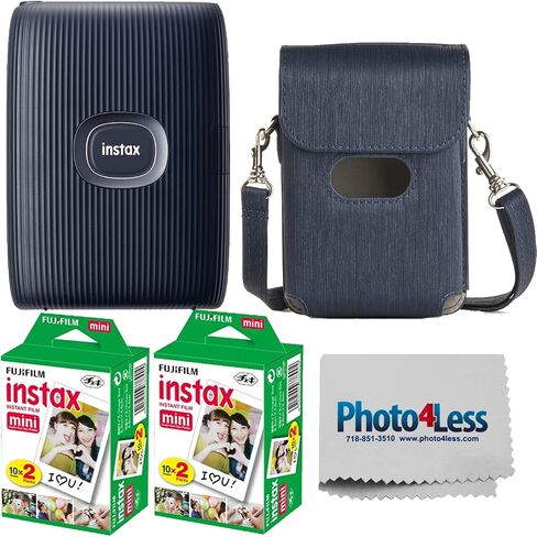 طابعة الهاتف الذكي Fujifilm Instax Mini Link 2 - (أبيض صلصال) + 2 حزمة فورية من Fujifilm Instax Mini Twin Pack + حافظة واقية لطابعة Mini Link، أزرق فضائي in Saudi Arabia