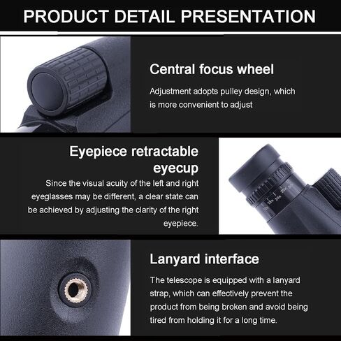 10-30×50 Monocular Telescope, Adult Kids HD Zoom Monocular Telescope High Power BAK4 Prism Compact Monocular Telescope Suitable for Bird Watching Hiking Travel in Kuwait