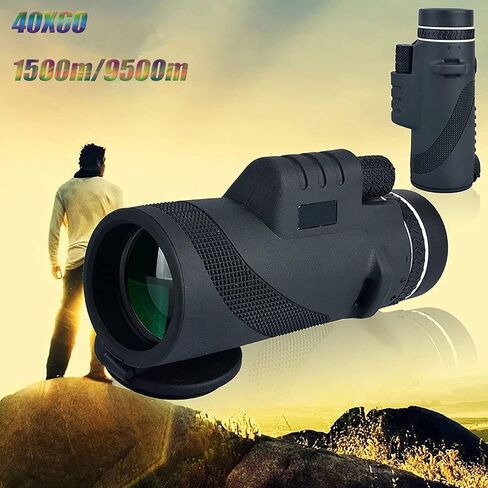 40X60 Monocular Telescope with Smartphone Holder and Stand, High-Power Prism Hand Telescope, BAK4 Prism/Waterproof/HD Lightweight Monocular for Bird-Watching Hunting in Kuwait