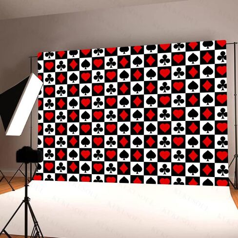 5x3ft Casino Backdrops Banner Playing Cards Photography Background for Family Party Kids Party Decor Banner Photo Booth Studio Props KUBZT309 in Saudi Arabia