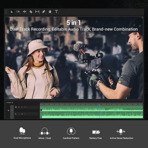 SMALLRIG S20 Video Microphone with Shock Mount, Deadcat, Dual Channel Camera Microphone for Canon & DSLR Cameras and Camcorders, Mini Shotgun Mic for iPhone and Smartphones - 3468 in Kuwait