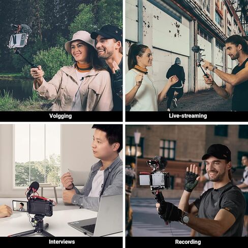 SMALLRIG S20 Video Microphone with Shock Mount, Deadcat, Dual Channel Camera Microphone for Canon & DSLR Cameras and Camcorders, Mini Shotgun Mic for iPhone and Smartphones - 3468 in Kuwait