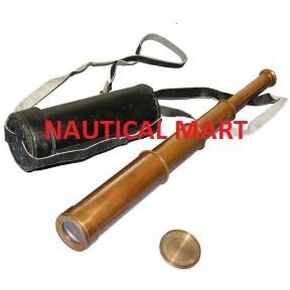 Nautical Vintage Antique Brass Telescope 14" Retractable with Original Leather CASE in Saudi Arabia