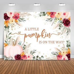 Mocsicka Little pumpkin Baby Shower Backdrop Burgundy Pink Pumpkin Baby Shower Background Boho Autumn Baby Shower Party Decorations Banner Photo Studio Props (5x3ft) in Saudi Arabia