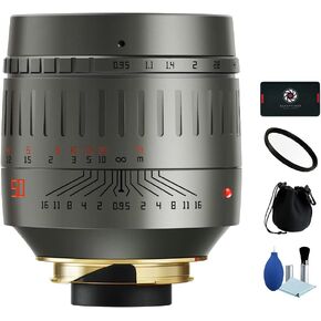 TTArtisan 50mm F0.95 Full Frame Large Aperture Manual Focus Lens Titnium Grey for L Mount Camera with Leica M to L Mount Lens Adapter for Leica L TL TL2 CL Sigma