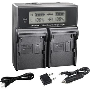 Kastar Battery 2 Pack and LCD Dual Fast Charger for Topcon BT-65Q, Topcon BC-30 BC-30D BT-30, Topcon Total Stations FC-200 FC-2200 FC-2500 GPT-7000i GTS-750 GTS-751 GPT-7500 GTS-900 GPT-9000 in Saudi Arabia