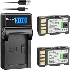 Kastar Battery (X2) & LCD Slim USB Charger for JVC BN-VF808, BN-VF808U, BNVF808 and JVC Everio GZ-MG130 148 150 155 175 255 275 575 GZ-HD7 GR-D745 746 750 760 770 771 775 790 796 JVC MiniDV + More in Saudi Arabia