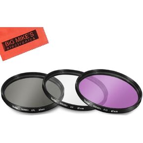 67mm Multi-Coated 3 Piece Filter Kit (UV-CPL-FLD) For Sony Alpha SLT-A33 A35 A55 A58 A65 A77 A99 A3000 A5000 A6000 DSLR330L A7 A7R NEX-5T NEX-6 NEX-7K NEX-3N NEX-F3 Digital SLR Cameras Which Has Any Of These Sony Lenses (18-200mm E-MOUNT, 24-70mm, 28-75mm in Kuwait