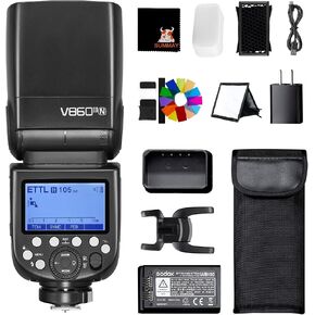 GODOX V860III-N Camera Flash i-TTL 76Ws Power 1/8000s High-Speed Sync GN60 1.5s Recycle Time, 2W Modeling Lamp 5300K±200K Color Temperature, Quick-Release Lock, Suitable for Nikon Series Cameras in Saudi Arabia