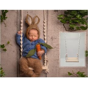 Zeroest Newborn Photography Prop Wooden Swing Newborn Posing Props Macrame Vintage Baby Photo Photoshoot Pose Babyswing