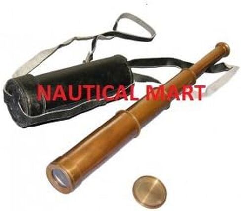 Nautical Vintage Antique Brass Telescope 14" Retractable with Original Leather CASE in Saudi Arabia