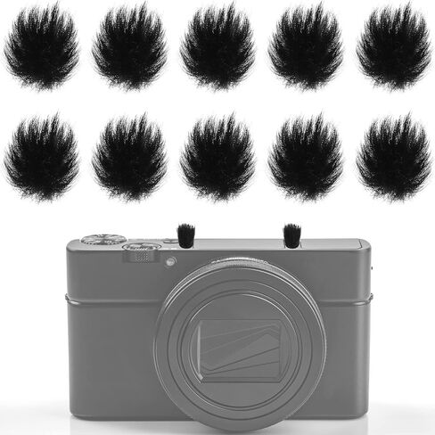 10 قطع من ميكروفون الكاميرا من نيزيو، ميكروفون مدمج للكاميرا متوافق مع ميكروفون DSLRs للزجاج الامامي الخارجي و20 قطعة من ملصقات الرياح للكاميرا، اسود، 0.24 × 0.24 انش in Saudi Arabia
