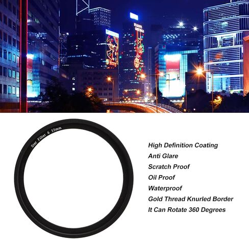 Star Filter,Starburst Lens Filter,Adjustable Starburst Filter for Camera,Ultra Slim Aluminum Alloy Frame, HD No Dark Corners,Cross Star Effect Filter for Camera Lens (82mm) in Saudi Arabia