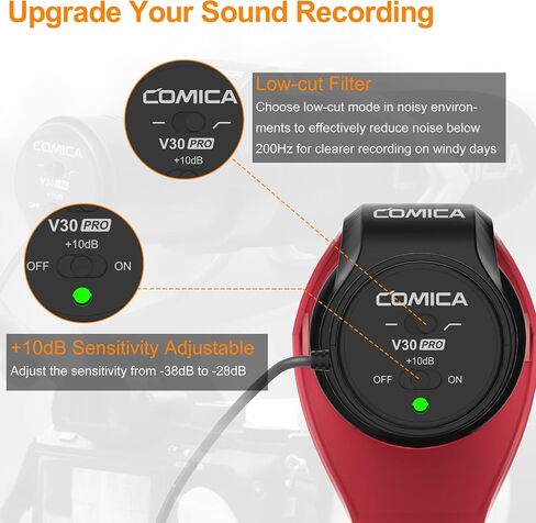comica CVM-V30 PRO Camera Microphone Electric Super-Cardioid Directional Condenser Shotgun Video Microphone for Canon Nikon Sony Panasonic DSLR Camera with 3.5mm Jack (Black) in Kuwait